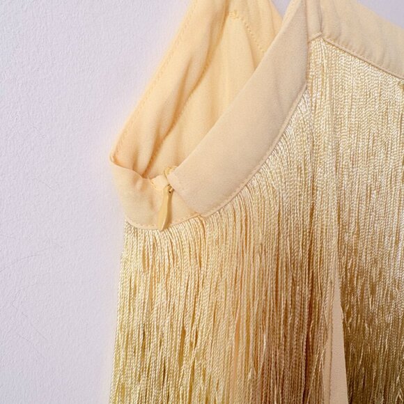 Zara Fringe Mini Dress Light Yellow Blogger Fav Size Small - Picture 10 of 13
